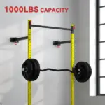 Folding Squat Rack with Pull Up Bar, Wall Mounted and Adjustable, 1000 Pounds Capacity Power Rack, Yellow - Image 7