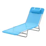 Outsunny Folding Sun Chair, Portable Outdoor Chair with Adjustable Back, Breathable Mesh and Pillow, for Patio, Beach, Blue - Image 11