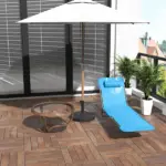 Outsunny Folding Sun Chair, Portable Outdoor Chair with Adjustable Back, Breathable Mesh and Pillow, for Patio, Beach, Blue - Image 10