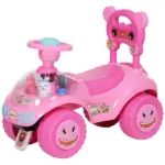 Foot to Floor Toddler Push Car w/ Horn, Light, Music, Anti-Over-Backwards Device and Underseat Storage, Pink