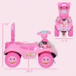 Foot to Floor Toddler Push Car w/ Horn, Light, Music, Anti-Over-Backwards Device and Underseat Storage, Pink - Image 3
