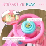 Foot to Floor Toddler Push Car w/ Horn, Light, Music, Anti-Over-Backwards Device and Underseat Storage, Pink - Image 5