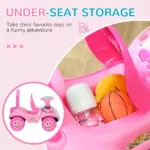 Foot to Floor Toddler Push Car w/ Horn, Light, Music, Anti-Over-Backwards Device and Underseat Storage, Pink - Image 6