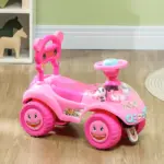 Foot to Floor Toddler Push Car w/ Horn, Light, Music, Anti-Over-Backwards Device and Underseat Storage, Pink - Image 10