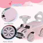 Foot to Floor Toddler Ride on Toy, Sliding Car with Horn, No Tip Anti-Over-Backwards System for 18-36 Months, Pink - Image 7