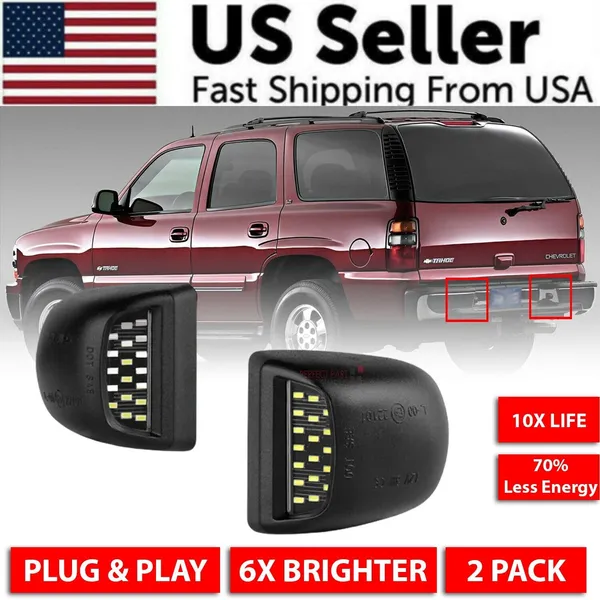 for-00-06-chevy-tahoe-suburban-gmc-yukon-xl-led-license-plate-light-lamp-pair-6.webp LED License Plate Light Pair Compatible with 2000 to 2006 Chevy Tahoe Suburban GMC Yukon XL - Image 1