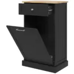 HOMCOM Free Standing Kitchen Trash Bin Cabinet, Black, Trash Can Holder with Drawer - Image 11