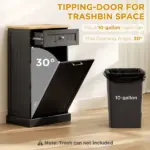 HOMCOM Free Standing Kitchen Trash Bin Cabinet, Black, Trash Can Holder with Drawer - Image 4