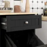 HOMCOM Free Standing Kitchen Trash Bin Cabinet, Black, Trash Can Holder with Drawer - Image 8