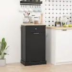 HOMCOM Free Standing Kitchen Trash Bin Cabinet, Black, Trash Can Holder with Drawer - Image 10