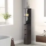 Freestanding 2-Tier Bathroom Cabinet, Compact Linen Solution with Shelves and Drawers, Brown - Image 2