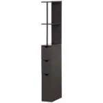 Freestanding 2-Tier Bathroom Cabinet, Compact Linen Solution with Shelves and Drawers, Brown - Image 11