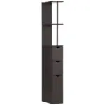 Freestanding 2-Tier Bathroom Cabinet, Compact Linen Solution with Shelves and Drawers, Brown