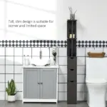 Freestanding 2-Tier Bathroom Cabinet, Compact Linen Solution with Shelves and Drawers, Brown - Image 5
