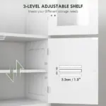 Freestanding Bathroom Cabinet with Glass/Louvred Doors, Tall Bathroom Storage Cabinet with Adjustable Shelf, White - Image 5