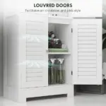 Freestanding Bathroom Cabinet with Glass/Louvred Doors, Tall Bathroom Storage Cabinet with Adjustable Shelf, White - Image 6
