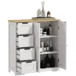 Freestanding Bathroom Floor Cabinet, Modern Bathroom Cabinet with Adjustable Shelf, 4 Drawers and 2 Doors, White - Image 11