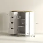 Freestanding Bathroom Floor Cabinet, Modern Bathroom Cabinet with Adjustable Shelf, 4 Drawers and 2 Doors, White - Image 3
