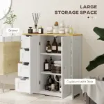 Freestanding Bathroom Floor Cabinet, Modern Bathroom Cabinet with Adjustable Shelf, 4 Drawers and 2 Doors, White - Image 4