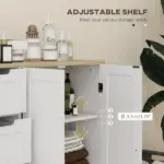 Freestanding Bathroom Floor Cabinet, Modern Bathroom Cabinet with Adjustable Shelf, 4 Drawers and 2 Doors, White - Image 5