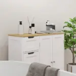 Freestanding Bathroom Floor Cabinet, Modern Bathroom Cabinet with Adjustable Shelf, 4 Drawers and 2 Doors, White - Image 8