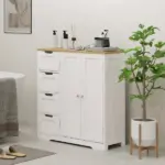 Freestanding Bathroom Floor Cabinet, Modern Bathroom Cabinet with Adjustable Shelf, 4 Drawers and 2 Doors, White - Image 10