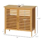 Freestanding Bathroom Sink Cabinet, Bamboo Under Sink Cabinet Cupboard Organizer with 2 Slatted Doors, Natural - Image 3
