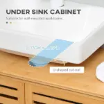 Freestanding Bathroom Sink Cabinet, Bamboo Under Sink Cabinet Cupboard Organizer with 2 Slatted Doors, Natural - Image 4