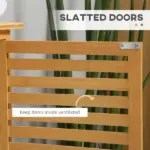 Freestanding Bathroom Sink Cabinet, Bamboo Under Sink Cabinet Cupboard Organizer with 2 Slatted Doors, Natural - Image 5