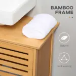 Freestanding Bathroom Sink Cabinet, Bamboo Under Sink Cabinet Cupboard Organizer with 2 Slatted Doors, Natural - Image 6