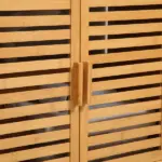 Freestanding Bathroom Sink Cabinet, Bamboo Under Sink Cabinet Cupboard Organizer with 2 Slatted Doors, Natural - Image 8