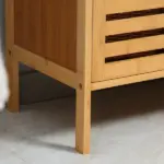 Freestanding Bathroom Sink Cabinet, Bamboo Under Sink Cabinet Cupboard Organizer with 2 Slatted Doors, Natural - Image 9