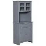 HOMCOM Freestanding Kitchen Buffet with Hutch, Cupboard with Doors, Shelves, Drawer, Microwave Space, Gray - Image 14
