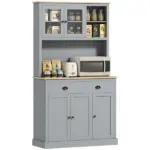 Freestanding Kitchen Cabinet, 71" Tall Pantry Cabinet, Modern Hutch with Wide Countertop, Adjustable Shelves, Gray - Image 11