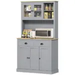 Freestanding Kitchen Cabinet, 71" Tall Pantry Cabinet, Modern Hutch with Wide Countertop, Adjustable Shelves, Gray