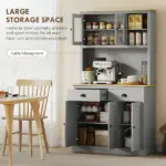 Freestanding Kitchen Cabinet, 71" Tall Pantry Cabinet, Modern Hutch with Wide Countertop, Adjustable Shelves, Gray - Image 4