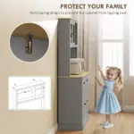 Freestanding Kitchen Cabinet, 71" Tall Pantry Cabinet, Modern Hutch with Wide Countertop, Adjustable Shelves, Gray - Image 6