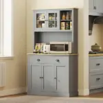 Freestanding Kitchen Cabinet, 71" Tall Pantry Cabinet, Modern Hutch with Wide Countertop, Adjustable Shelves, Gray - Image 10