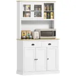 Freestanding Kitchen Cabinet, 71" Tall Pantry Cabinet, Modern Hutch with Wide Countertop, Adjustable Shelves, White - Image 11