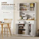 Freestanding Kitchen Cabinet, 71" Tall Pantry Cabinet, Modern Hutch with Wide Countertop, Adjustable Shelves, White - Image 4
