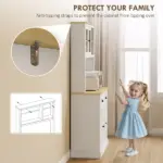 Freestanding Kitchen Cabinet, 71" Tall Pantry Cabinet, Modern Hutch with Wide Countertop, Adjustable Shelves, White - Image 6