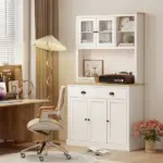 Freestanding Kitchen Cabinet, 71" Tall Pantry Cabinet, Modern Hutch with Wide Countertop, Adjustable Shelves, White - Image 8