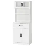 Freestanding Kitchen Pantry, 4-Door Buffet Cabinet with Hutch, Coffee Bar with Adjustable Shelves, 63.5 Inches, White - Image 12
