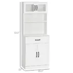 Freestanding Kitchen Pantry, 4-Door Buffet Cabinet with Hutch, Coffee Bar with Adjustable Shelves, 63.5 Inches, White - Image 3