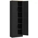 Freestanding Kitchen Pantry, 4-Door Kitchen Pantry Cabinet with Adjustable Shelves and Doors, Distressed Black - Image 12