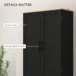 Freestanding Kitchen Pantry, 4-Door Kitchen Pantry Cabinet with Adjustable Shelves and Doors, Distressed Black - Image 7