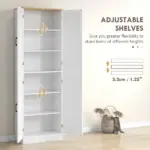 HOMCOM Freestanding Kitchen Pantry, 4-Door Kitchen Pantry Cabinet with Adjustable Shelves and Doors, Distressed White - Image 5