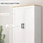 HOMCOM Freestanding Kitchen Pantry, 4-Door Kitchen Pantry Cabinet with Adjustable Shelves and Doors, Distressed White - Image 7