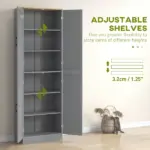 HOMCOM 4 Door Freestanding Kitchen Pantry with Adjustable Shelves Distressed Gray - Image 5
