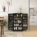 HOMCOM Freestanding Kitchen Pantry Cabinet, Kitchen Cabinet with 12 Door Shelves, Double Doors, 5-tier Shelving, Black - Image 2